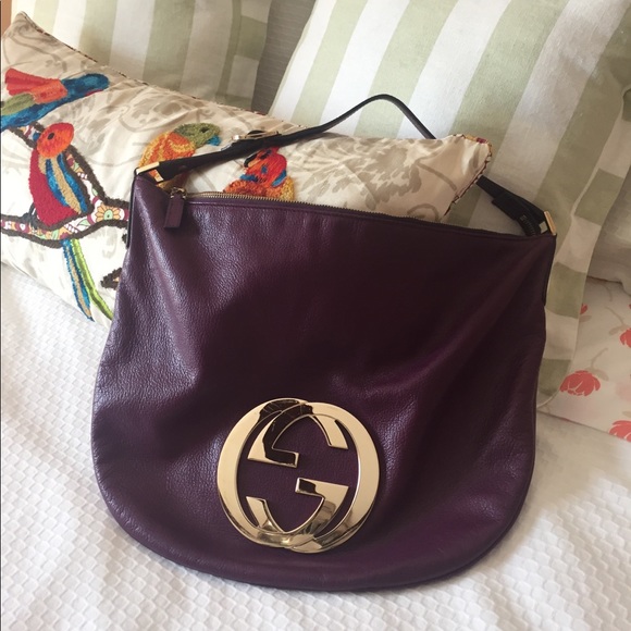 Gucci Purple Shoulder Bag with Gold Logo - Picture 1 of 8